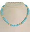 Rajola Necklace - Macari Choker with Turquoise Paste and White Pearls