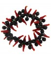 Bracciale Gemmarium da Donna - Elastico con Onice Nero e Cornetti in Vetro Rosso