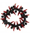 Gemmarium Bracelet for Women - Elastic with Black Onyx and Red Glass Horns