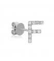 Buonocore Single Earring - You Are Letter F in 18k White Gold with White Diamonds 0.05 ct - 0