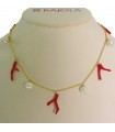 Collana Rajola - Palau Gold con Corallo e Perle Bianche