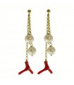 Rajola Earrings - Palau Gold with Coral and White Pearls