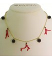 Rajola Necklace - Palau Gold with Coral and Onyx Spheres