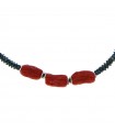 Giadan Bracelet - in 925% Silver with Green Hematite and Red Coral