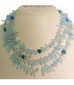 Rajola Necklace - Multistrand Shark with Aquamarine and Pearls