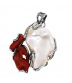 Della Rovere Pendant - in 925% Silver with Red Coral and Baroque Pearl