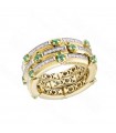 Chimento Ring - X-Tend Chocolat in 18k Yellow Gold with Natural Diamonds and Emeralds 0.72 ct - 0