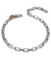 Boccadamo Men's Bracelet - Man in 925% Silver with Rectangular Link with Gold Detail