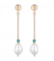 Lelune Glamor Earrings - Sophie Pendants in 925% Rosy Silver with Blue Spinels and Freshwater Pearls