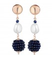 Orecchini Lelune Glamour - Sophie Pendenti Rose Gold con Perle e Spinelli Blu a Grappolo