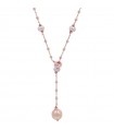 Bronzallure Necklace - Maxima Rose Gold Tie with Pink Cultured Pearls