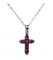 Zancan - Insigna Gold Necklace in 18 kt White Gold with Cross and Rubies