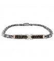 Zancan Bracelet - in 18K White Gold with Central Plaque with Cross and Black Diamonds