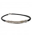 Zancan Men's Bracelet - in Black Silicone with Satin-Finished Elements in 18K White Gold