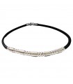 Zancan Men's Bracelet - in Black Silicone with Satin-Finished Elements in 18K White Gold