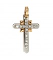 Zancan Cross - in 18K White Gold with Natural White Crystals 0.180 Total Carats