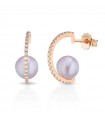 Thigh Earrings - in 18K Rose Gold with 8.5-9 mm Pink Freshwater Pearls and Natural Diamonds - 0