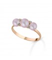 Coscia Ring - in 18K Rose Gold with 4.5-5mm Pink Freshwater Pearls and Natural Diamonds - 0