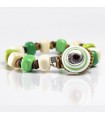 Moi - Viride Bracelet with White and Green Murano Glass Pearls