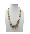 Della Rovere Necklace - in 925% Silver with Agate and Orange Aventurine Quartz