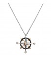 Zancan Necklace - in 18K White Gold and 18K Rose Gold with Compass Rose and Diamonds