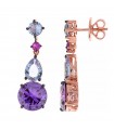 Salvatore Plata Earrings - Pendants in 925% Rose Silver with Amethyst and Cubic Zirconia