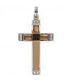 Zancan Cross - in 18K Rose Gold with White Diamonds 0.080 ct and Black Diamonds 0.060 ct