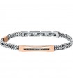 Morellato Men's Bracelet - Steel Chains with Rose Gold Plate and Black Crystals