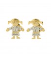 Rue Des Mille Woman's Lobo Earrings - Child with Zircons Gold - 0