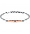 Morellato Men's Bracelet - Urban in Steel with Rose Gold Plate and Black Crystal