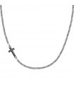 Morellato Necklace for Men - Steel Cross with Black Alloy Cross