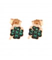 Rue Des Mille Lobo Four-Leaf Earrings with Green Cubic Zirconia for Women - 0