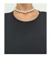 Giadan Choker - Vivien Rigid in 925% Rosé Silver with Pearls and Transparent Topaz