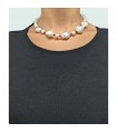 Giadan Necklace - Sabbiabianca Choker with Baroque Pearls and Rubellite