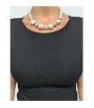 Giadan Necklace - Sabbiabianca Choker with Baroque Pearls and Black Spinel - 0