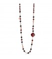 Collana Lelune Glamour - Carmen con Agata Nera e Giada Rossa - 88 centimetri