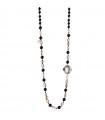 Collana Lelune Glamour - Carmen con Agata Nera e Cristallo di Rocca - 88 centimetri