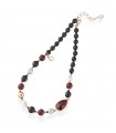 Collana Lelune Glamour - Carmen con Agata Nera e Giada Rossa - 48 centimetri