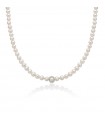 Miluna Necklace - Boule and Fantasia with 6-6.5mm Freshwater Pearls and Natural Diamonds - 0