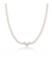 Miluna Necklace - Boule and Fantasia with 5-5.5mm Freshwater Pearls and Natural Diamonds - 0