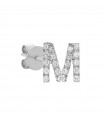 Buonocore Single Earring - You Are Letter M in 18K White Gold with 0.10ct White Diamonds - 0