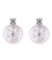 Orecchini Coscia da Donna - in Oro Bianco 18 Carati con Perle Australia 14 mm e Diamanti 0,47 Ct