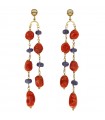 Giadan Earrings - Rossogiadan Pendants with Red Coral and Tanzanite