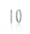 Miluna Earrings - 18K White Gold Hoop Earrings with White Diamonds - 0