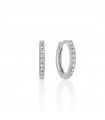 Miluna Earrings - 18K White Gold Hoop Earrings with White Diamonds - 0