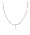 Miluna Necklace - Boule and Fantasia with 4.5-5mm Freshwater Pearls and Natural Diamonds - 0