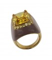 Anello Giadan - Mariquita in Argento 925% Dorato con Cristallo Giallo - Misura 16