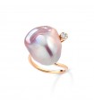 Anello Coscia - in Oro Rosa 18 Carati con Perla Freshwater Rosa 1314mm e Diamanti Naturali