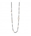 Collana Lelune Glamour - Carmen in Ematite Nera e Cristallo di Rocca - 90 centimetri