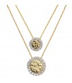 Etruscan Necklace - Ithaca in 925% Golden Silver with Disc Pendants and Cubic Zirconia